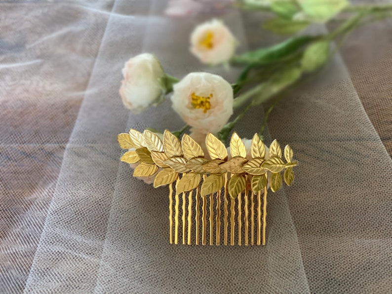 Large Gold Leaf With Gold Hair Comb for Weddinggrecian Etsy