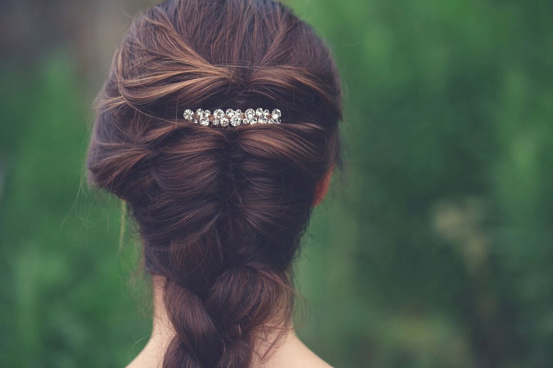 8. Pearl Rose Gold and Blue Hair Comb by The Pearl Bride - wide 6