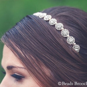 Rose Gold Headband, Rose Gold Wedding Headband,Rose Gold Bridal Headband,Swarovski Crystal Headpiece,Rhinestone Pearl Rose Gold Headpiece