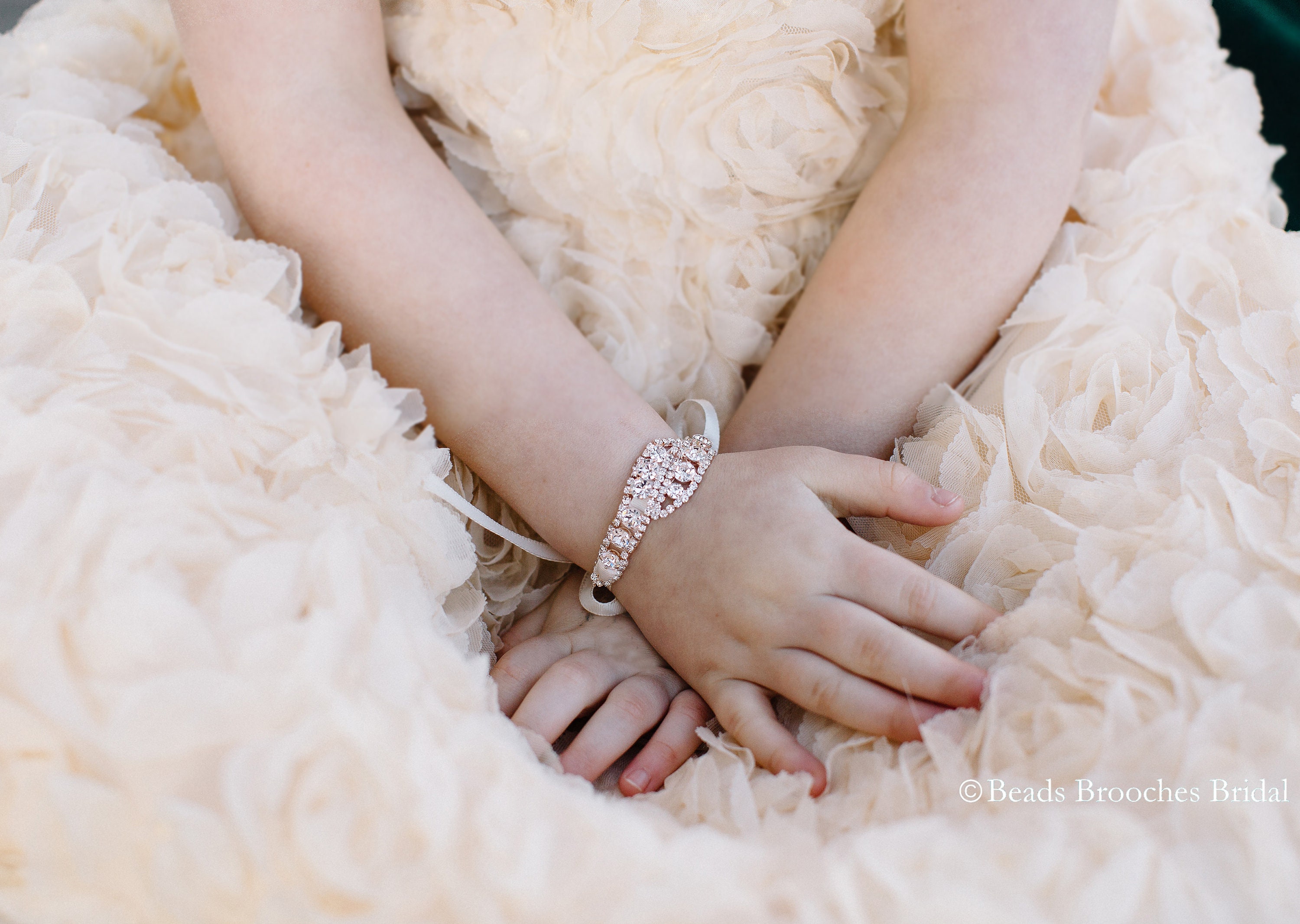 Rose Gold Flower Girl Bracelet Rose Gold Girl Bracelet Etsy