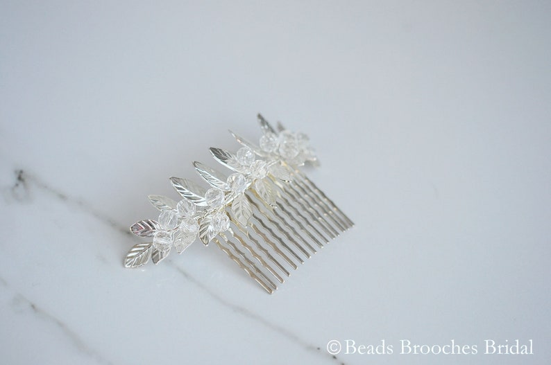 Wedding Hair Accessories Silver Bridal Crystal Hair Comb Crystal Hair Comb Crystal Hair Comb Silver Leaf Wedding Hair Comb