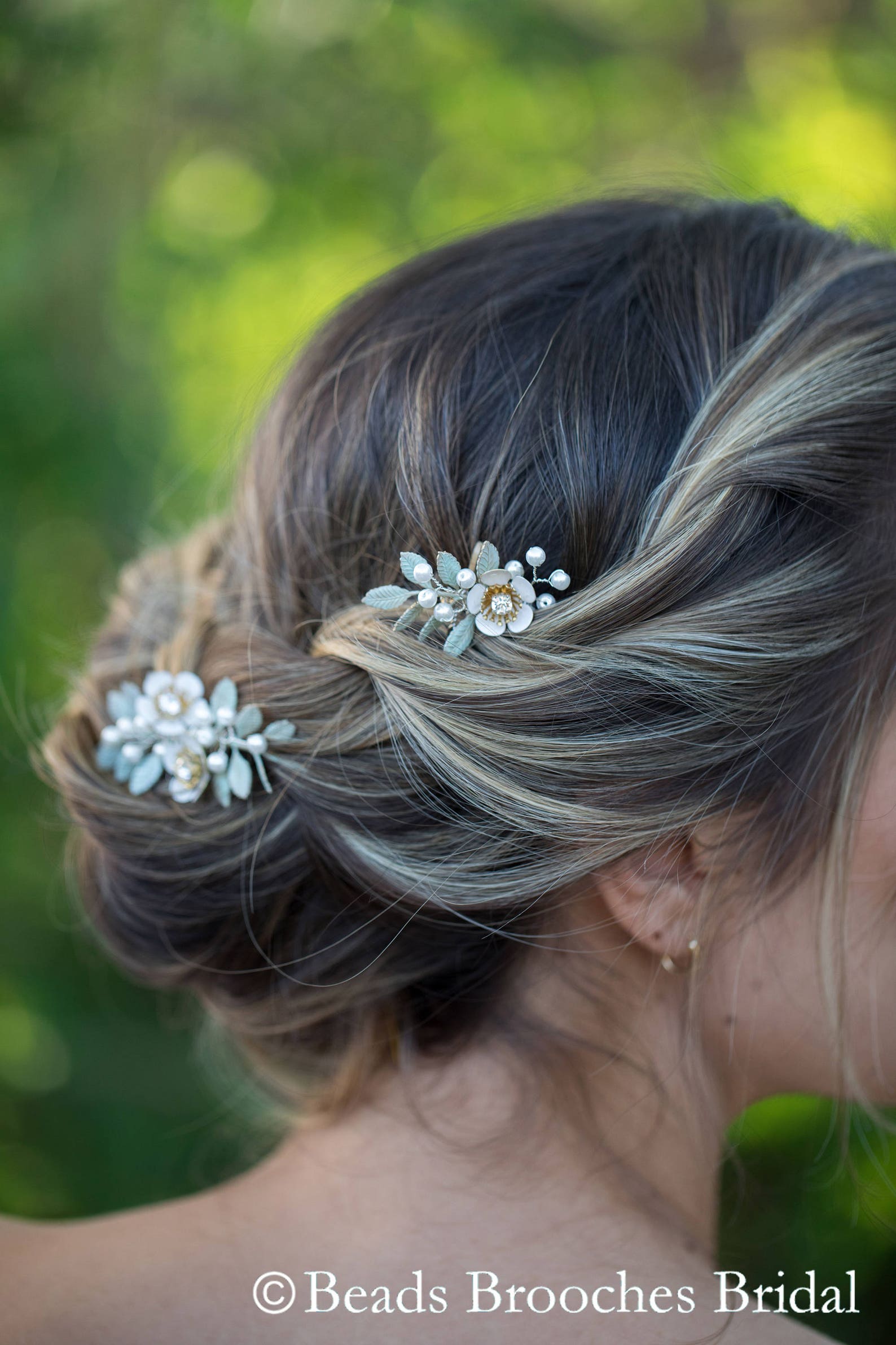 Leaf and Flower Hair Comb Hand Painted Bridal Hair Comb Etsy