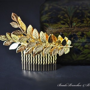 Gold Leaf Hair Comb,Wedding Hair Comb,Bridal Hair Comb,Grecian Hair,Greek,Wedding Hair Accessories,Laurel Gold Hair Comb, Hair Accessory