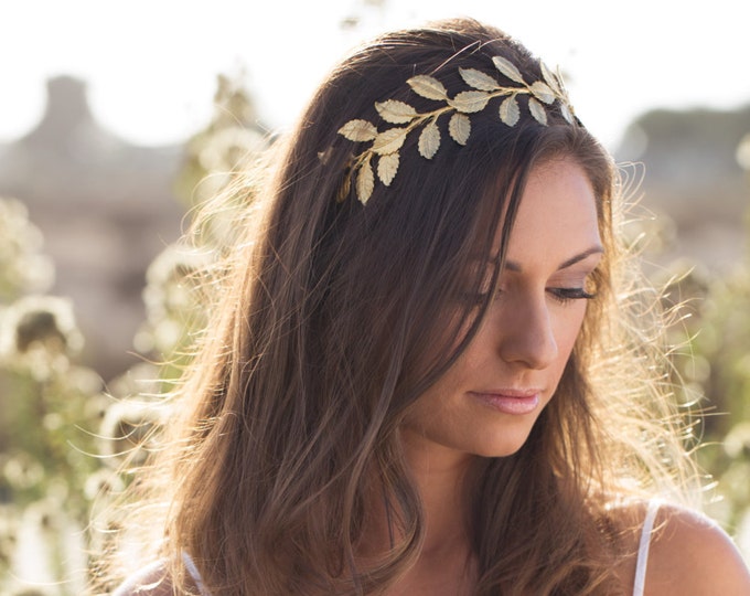 Greek Gold Leaf Headband Large Grecian Leaf Headband Gold Etsy