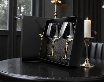 Große Kristall-Weinglas-Set mit Goldstiel, Luxus-Rotwein-Kelch für Hochzeiten, Partys, Hausbar, elegante Gläser, Geschenk für Paare