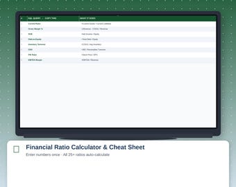 Calculatrice de ratio financier | Plus de 25 rapports à calcul automatique | Étude d'examen CPA (téléchargement XLSX)
