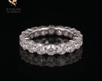Luxury Moissanite Eternity Ring, 925 Sterling Silver Wedding Band, 2-5mm Stackable Engagement Jewelry, D Color VVS1 Sparkle, Gift For Her