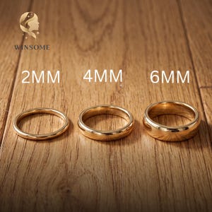 Premium 14k guldpläterad slät kupolring – Antracitfri bekväm passform stapelring, minimalistiska vardagslyxsmycken för par