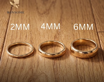 Premium 14k Gold Plated Smooth Dome Ring – Tarnish-Free Comfort-Fit Stacking Band, Minimalist Everyday Luxury Jewelry for Couples