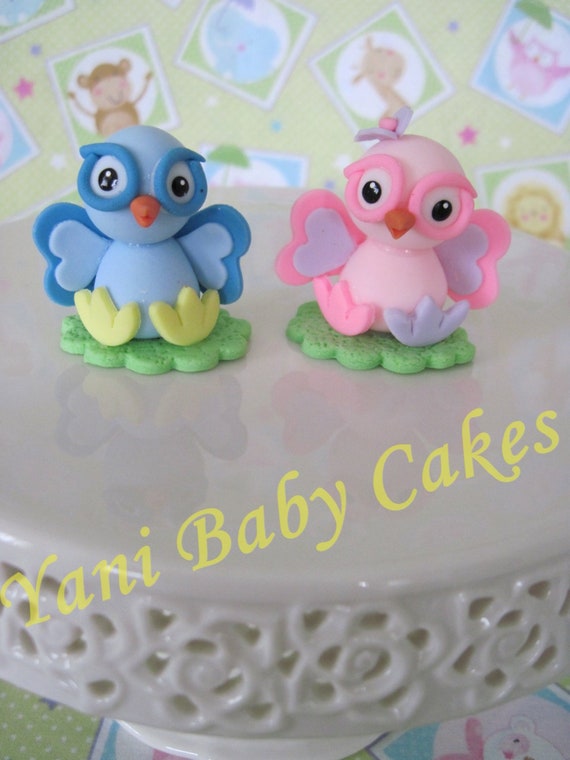 1 STORK PICKS TOPPER DIAPER CUPCAKES BABY SHOWER CAKES COLD PORCELAIN BOY//GIRL