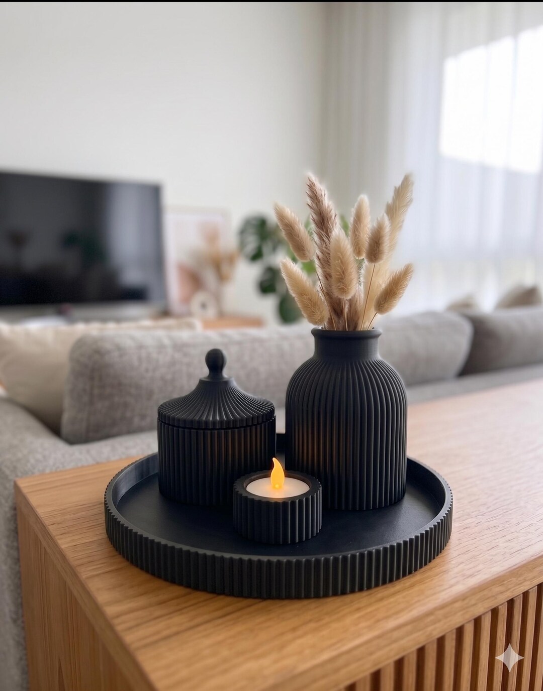 Handcrafted 3D Printed Geometric Ripple Decor Set - Etsy