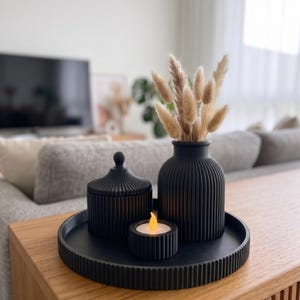 Conjunto de decoración geométrica ondulada impresa en 3D, hecha a mano.