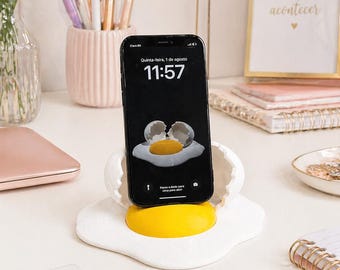 Fried Egg Phone Stand – Cute Egg Holder for Desk
