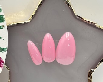 Pink Medium Almond Gel-X Press On Nails Full Set