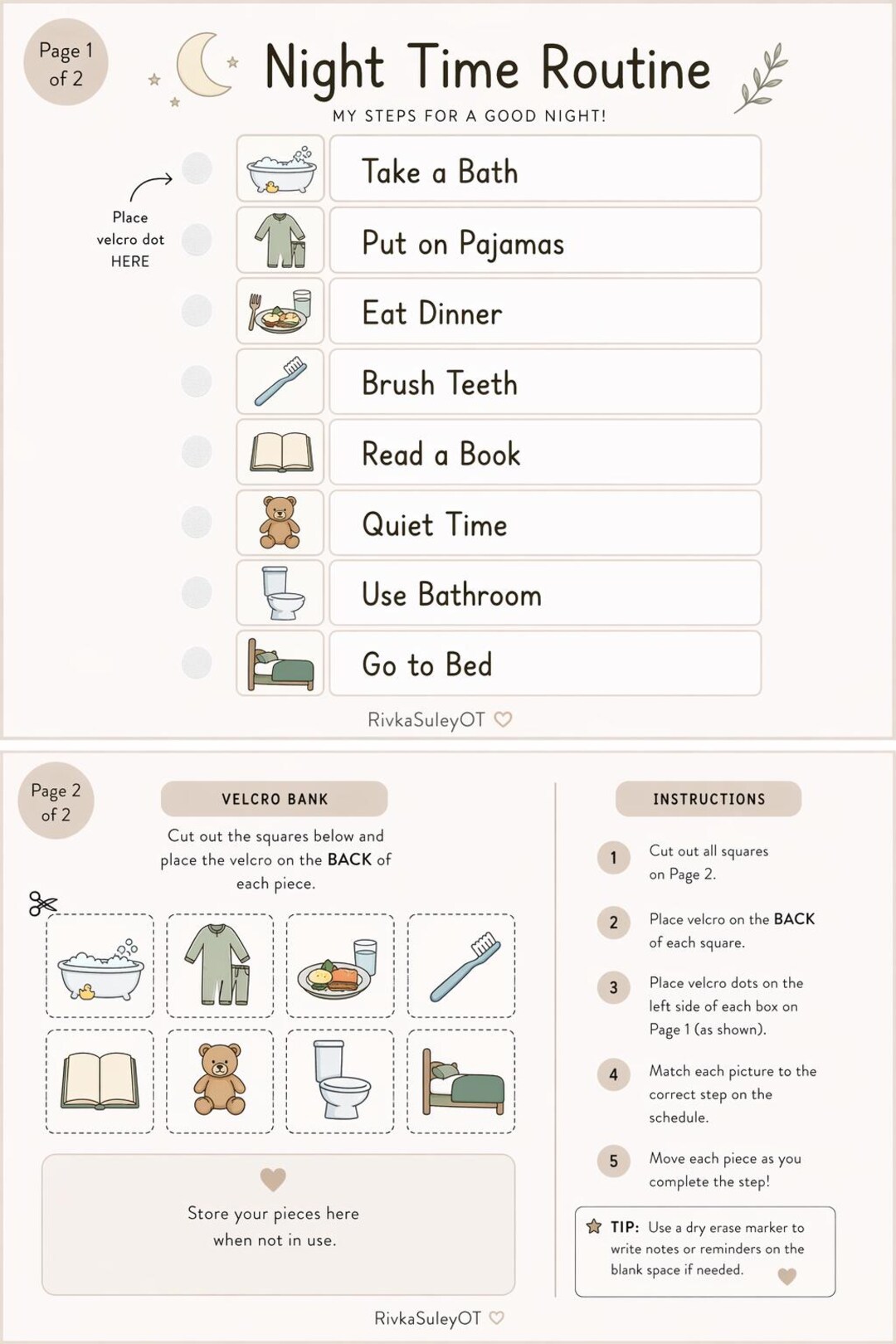 Nighttime Routine Routine Visual Night Routine Visual Schedule - Etsy