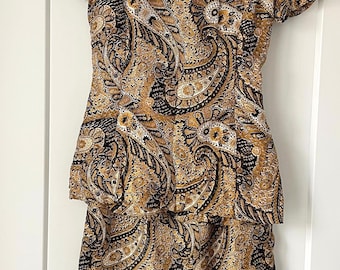 Vintage Margot New York Paisley Two Piece Set Top Skirt Matching Outfit