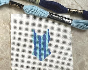 Mini-toile pour maillot de bain + kit de broderie au point de croix pour débutants, peint à la main, 13 mailles.