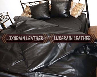 NAPA Leather Bedding Set: Super Soft Bed Sheet, Duvet, Pillowcase - Black