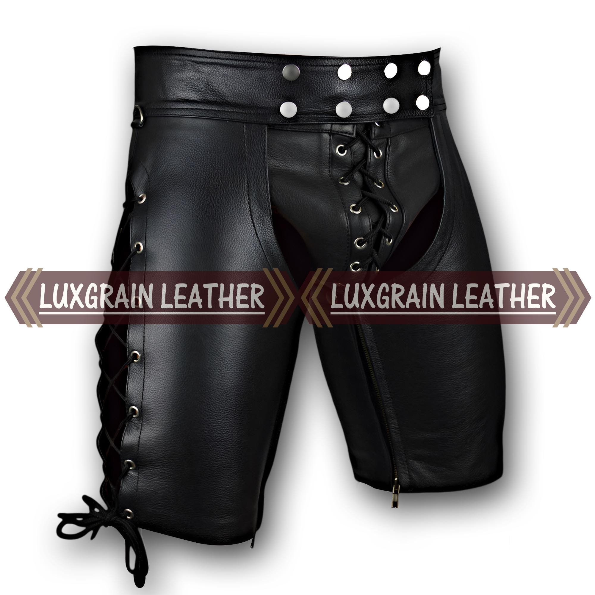 Sheepskin Leather Boxer Shorts – Lace-up Front, Sides, Snap Waist ...