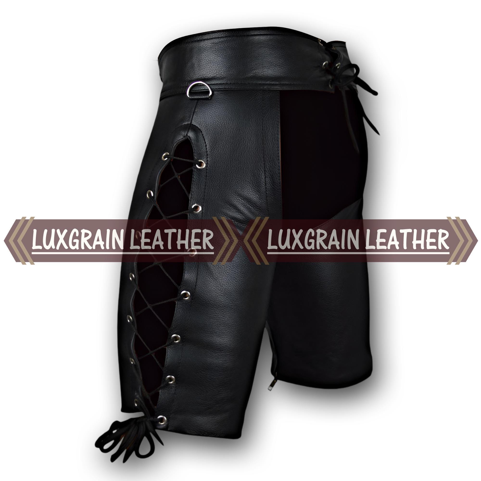 Sheepskin Leather Boxer Shorts – Lace-up Front, Sides, Snap Waist ...
