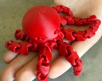 Articulated Red Octopus Fidget Toy – 3D Printed Desk Companion