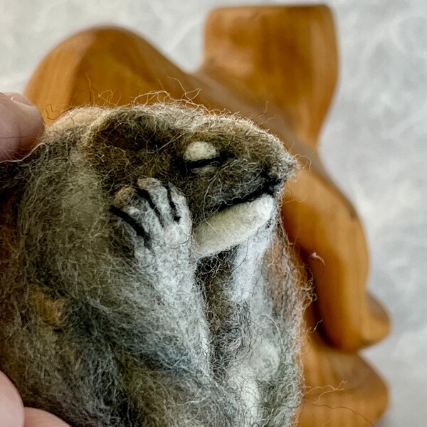 Sleepy Squirrel - Needlefelted Squirrel - Woodland Creature - Baby Animal