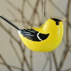 Bird Goldfinch Ornament Handmade sculpted decoration