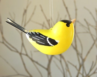 Bird Goldfinch Ornament Handmade sculpted decoration