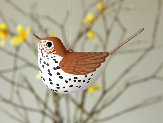 Wood Thrush Bird Handmade Sculpted Ornament decoration | Etsy