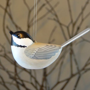 Bird Chickadee Ornament Handmade Sculpted Decoration