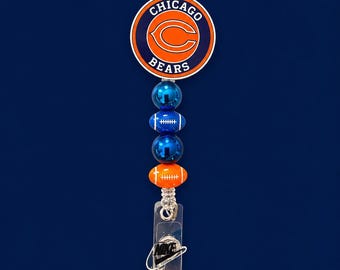 Porta credenciales de los Chicago Bears con clip – Accesorio para enfermeras, maestros y oficinas.