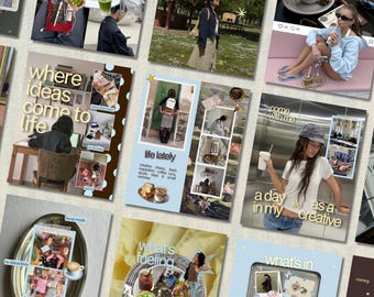 May include: A collage of multiple digital images featuring lifestyle scenes, text overlays like 'where ideas come to life' and 'life lately', photographs of people, coffee, food, and creative workspaces arranged in a grid-like layout on a light background.