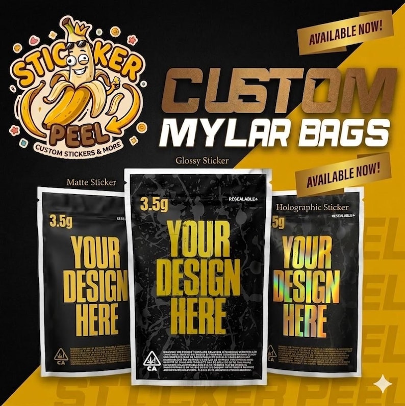 Custom Mylar Bags with Your Logo – Printed Ready to Ship Fast | 3.5g | Personalized Smell Proof Packaging – Custom Food & Snack bags bild 1