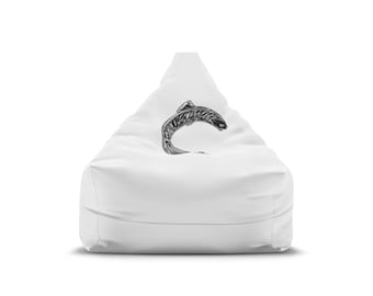 Koi Fish Illustration Bean Bag Cover | Minimal Japanese Carp, Zen Decor