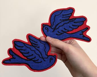 Sparrow Flash Chain Stitch Embroidery Patch