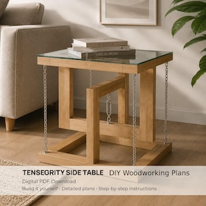 Tensegrity bordsplaner PDF | Modernt sidobord i glas gör-det-själv-guide | Hängande möbler