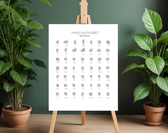 Tabla del alfabeto hindi Varnamala / Póster educativo para niños (descarga digital)