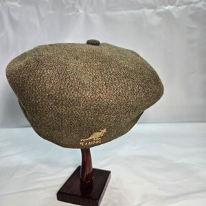Vintage Kangol 504 Newsboy Cap Olive Green Marled Wool Blend Hat Mens image 14