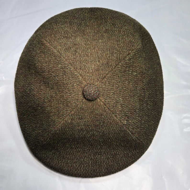Vintage Kangol 504 Newsboy Cap Olive Green Marled Wool Blend Hat Mens image 11