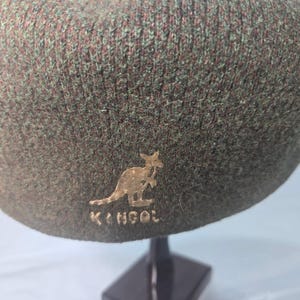Vintage Kangol 504 Newsboy Cap Olive Green Marled Wool Blend Hat Mens image 3