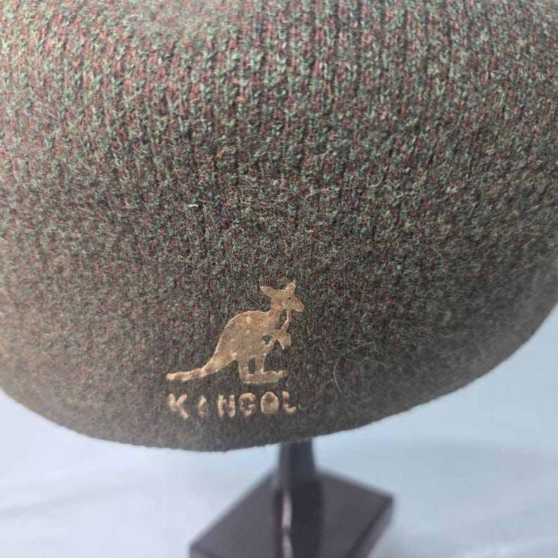 Vintage Kangol 504 Newsboy Cap Olive Green Marled Wool Blend Hat Mens image 3