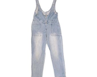 Y2K Vintage Women's Denim Overalls Romper Front Pockets Small Sz 11 Blue Jean