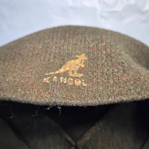Vintage Kangol 504 Newsboy Cap Olive Green Marled Wool Blend Hat Mens image 8
