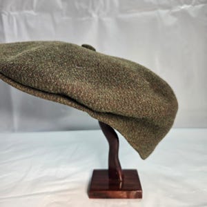 Vintage Kangol 504 Newsboy Cap Olive Green Marled Wool Blend Hat Mens image 9