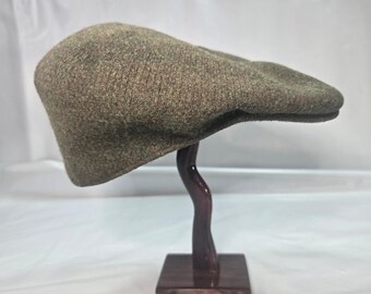 Vintage Kangol 504 Newsboy Cap Olive Green Marled Wool Blend Hat Mens