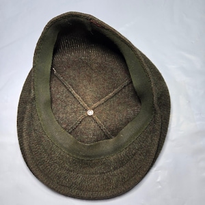 Vintage Kangol 504 Newsboy Cap Olive Green Marled Wool Blend Hat Mens image 6