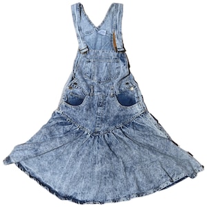 Style 80s Overall Dress 80's 90's Acid Washed DENIM Overalls High Waisted  Mini SKIRT