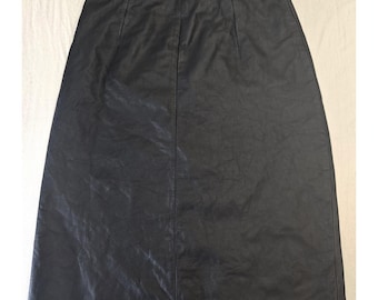 Vintage Genuine Leather Black Pencil Skirt Size10 Lined