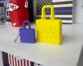 Mini Tote Bag Schlüsselanhänger - 3D gedrucktes Charm Zubehör | Erhältlich in jeder Farbe.