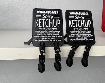 Spicy Ketchup Paket Replikat | 3D gedruckter Fast Food Schreibtisch Dekor.